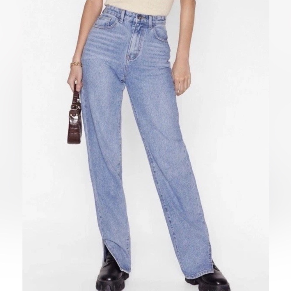 NWT Nasty Gal Slits Now Or Never Slit Jeans | Color: Light Blue | Size: US 4